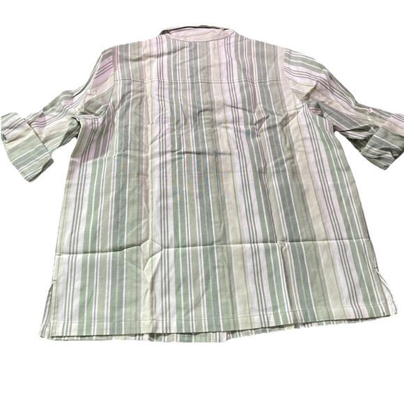 Blair Button Up Collared Shirt Green/White Striped, Womens Large, NWOT - Picture 6 of 6
